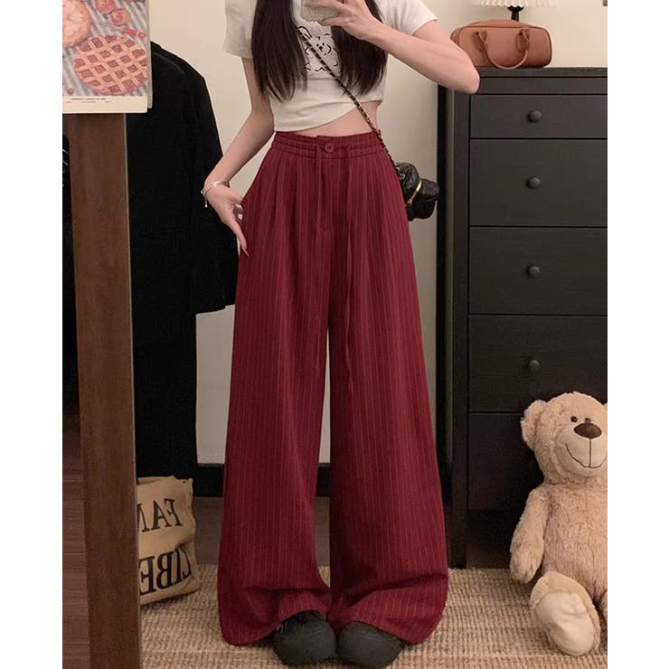 「美脚見せするストライプ」ワイドパンツ レディース 全4色 | teddyshop | 詳細画像22 