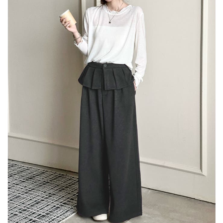 「ぱっと華やかウエストフリル」ワイドパンツ レディース ボトムス | teddyshop | 詳細画像9 