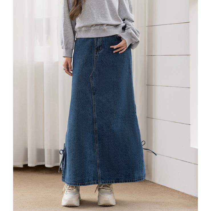 「カットアウト風なスリット」デニム スカート ロング | teddyshop | 詳細画像18 