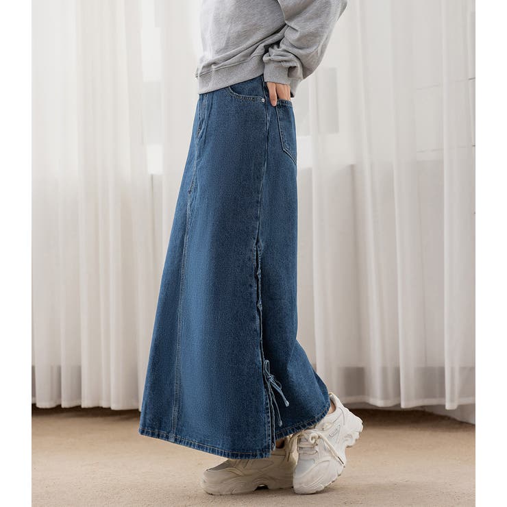 「カットアウト風なスリット」デニム スカート ロング | teddyshop | 詳細画像19 