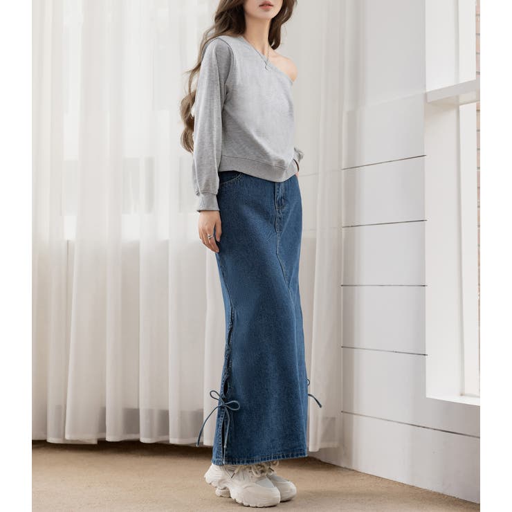 「カットアウト風なスリット」デニム スカート ロング | teddyshop | 詳細画像21 