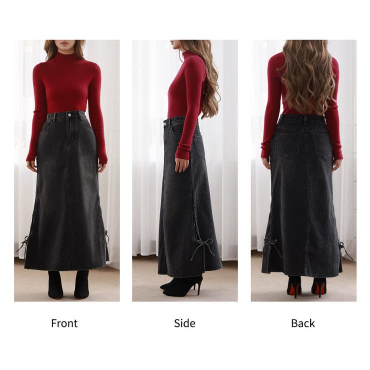 「カットアウト風なスリット」デニム スカート ロング | teddyshop | 詳細画像27 