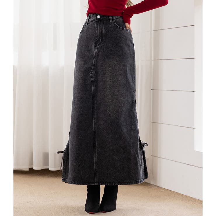 「カットアウト風なスリット」デニム スカート ロング | teddyshop | 詳細画像9 