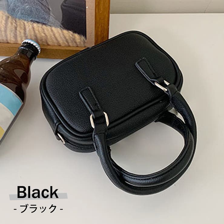 ハンドバッグレディース小さめストラップ斜め掛けおしゃれかわいいカジュアル黒白手持ち肩掛け2way鞄カバンコンパクトマチ付きファスナーインナーポケットミニバッグポーチサブバッグ合皮フェイクレザーPUレザー無地シンプル普段使い