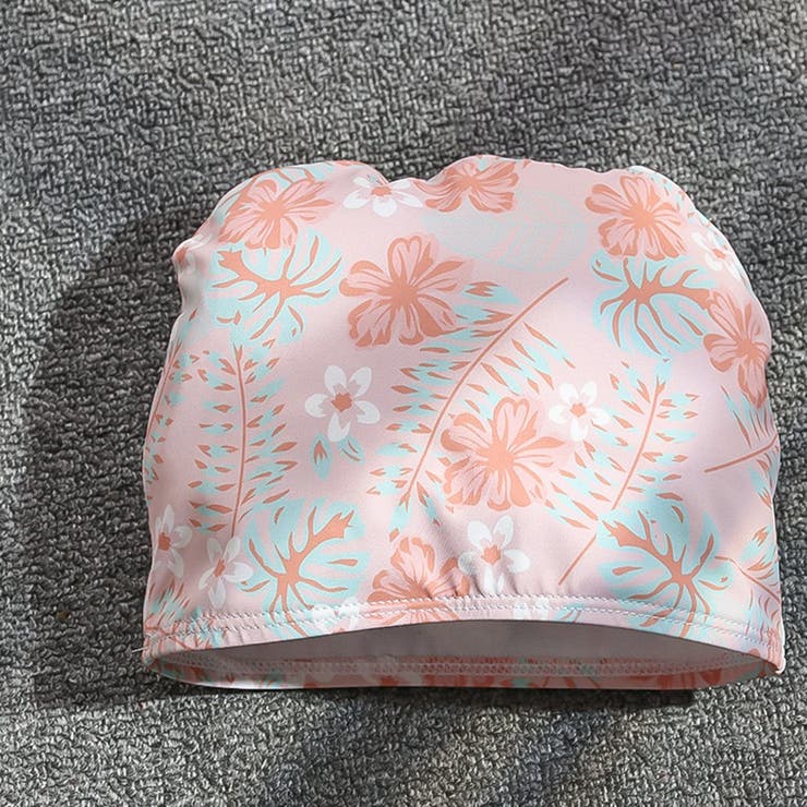 キッズ水着女の子ワンピーススイムキャップ2点セット夏海プールビーチ子供ベビージュニア90cm100cm110cm120cm130cmかわいいおしゃれバックフリルバイカラーエンジェルスリーブブルーテラコッタ幼稚園保育園小学生無地露出控えめ水泳教室