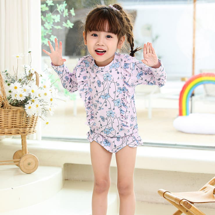 キッズ水着女の子ワンピースセパレートショートパンツ2点セット着やすい子供ベビージュニア100cm110cm120cm130cm140cm150cmかわいいおしゃれ総レースフレアハイネックブラックホワイト幼稚園保育園小学生無地露出控えめ夏海プールビーチ