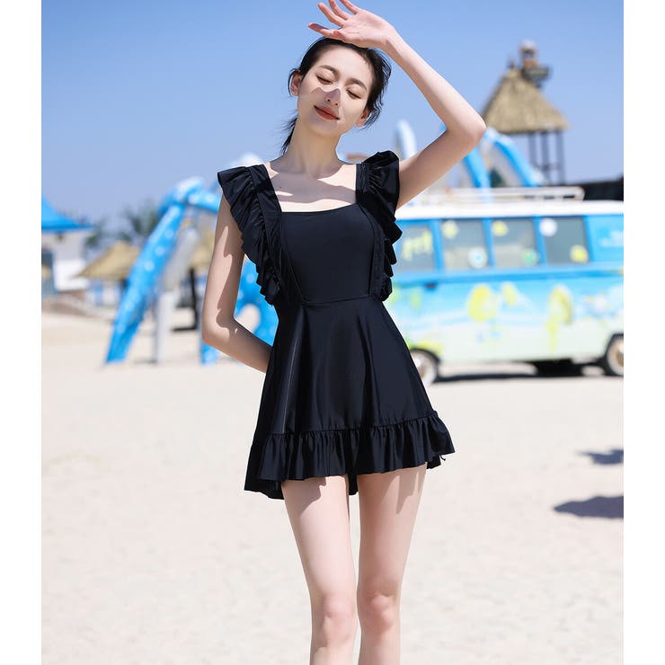 水着体型カバー ワンピースオールインワン ワンカラー | teddyshop | 詳細画像8 