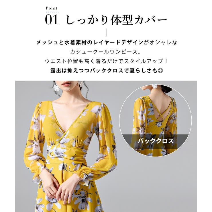 ワンピース水着 体型カバー 花柄 | teddyshop | 詳細画像4 