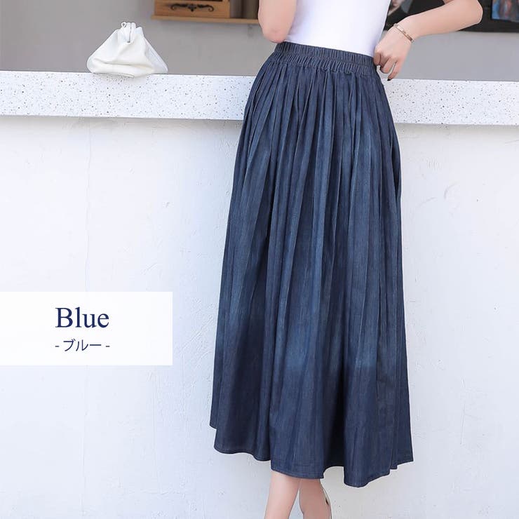 フレアスカート デニム風 ギャザースカート | teddyshop | 詳細画像3 