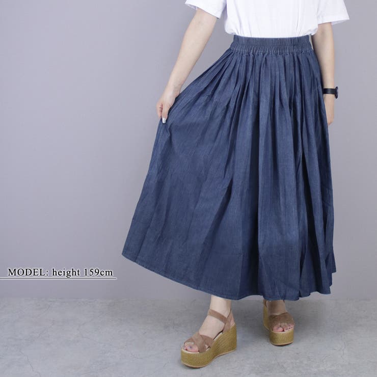 フレアスカート デニム風 ギャザースカート | teddyshop | 詳細画像6 