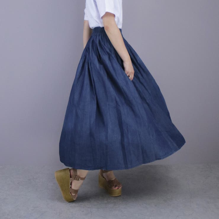 フレアスカート デニム風 ギャザースカート | teddyshop | 詳細画像9 