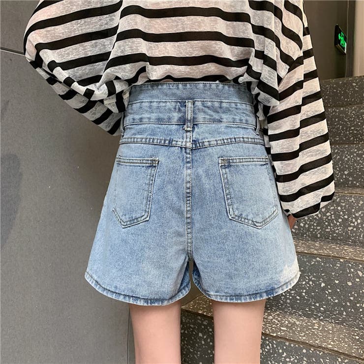 ショートパンツ ハイウエスト デニムショートパンツ[品番：TY000006316