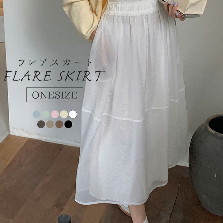 フレアスカート シアー ロングスカート | teddyshop | 詳細画像1 