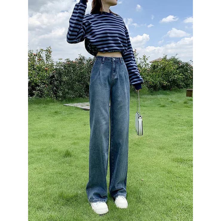 デニムパンツレディース大きいサイズストレートジーンズボトムス春秋カジュアルアメカジシンプル韓国ストリートおしゃれかわいい黒定番着回し普段着ラフ薄手ポケットバックポケット脚長効果ハイウエストフロントボタンベルトループ