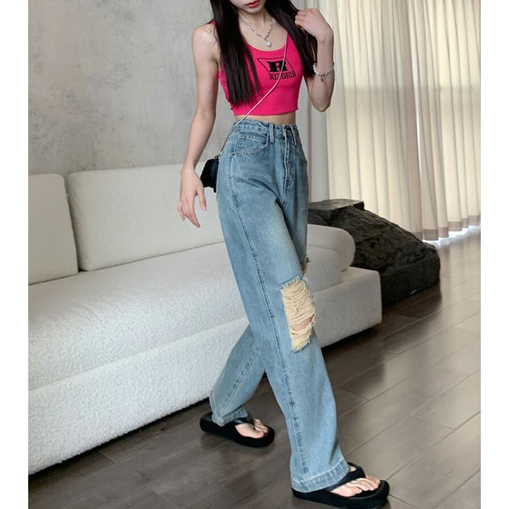 デニム ハイウエスト パンツ | teddyshop | 詳細画像8 