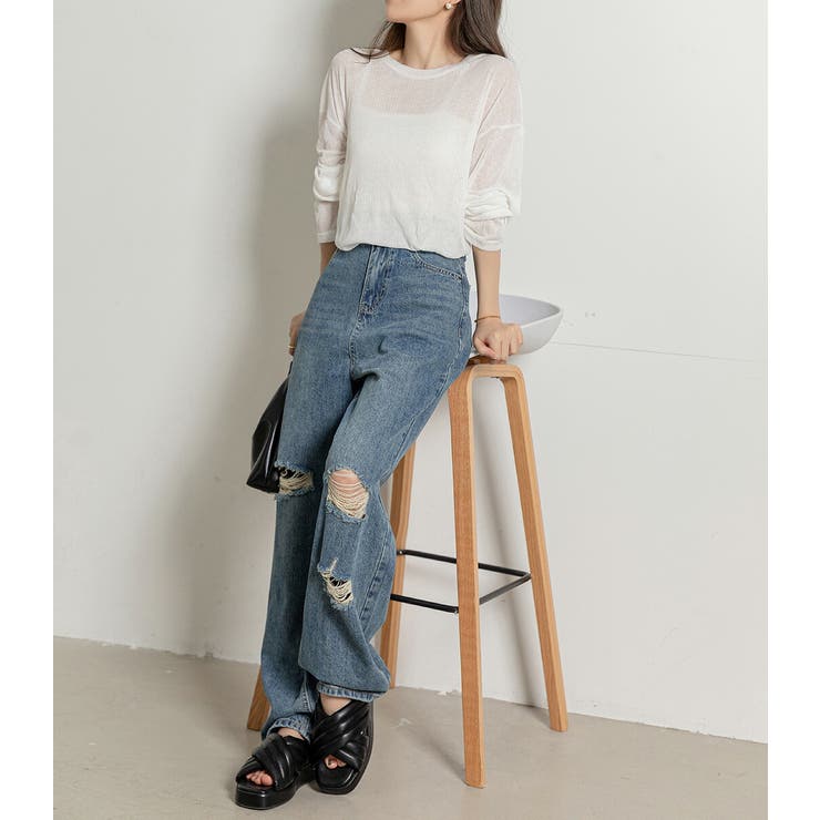 ダメージデニム デニムパンツ ワイド | teddyshop | 詳細画像7 