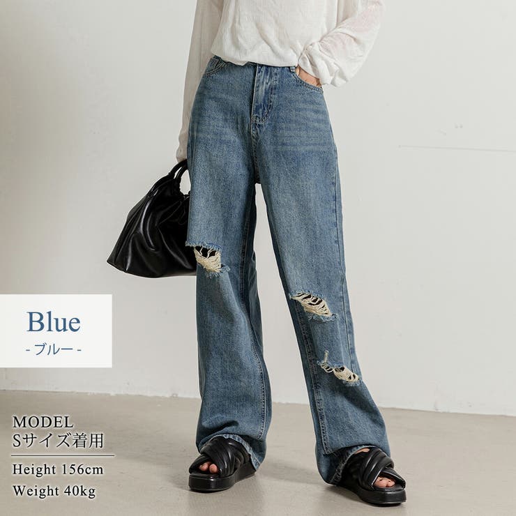 ダメージデニム デニムパンツ ワイド | teddyshop | 詳細画像3 