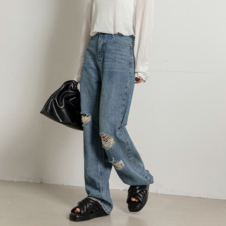 ダメージデニム デニムパンツ ワイド | teddyshop | 詳細画像5 