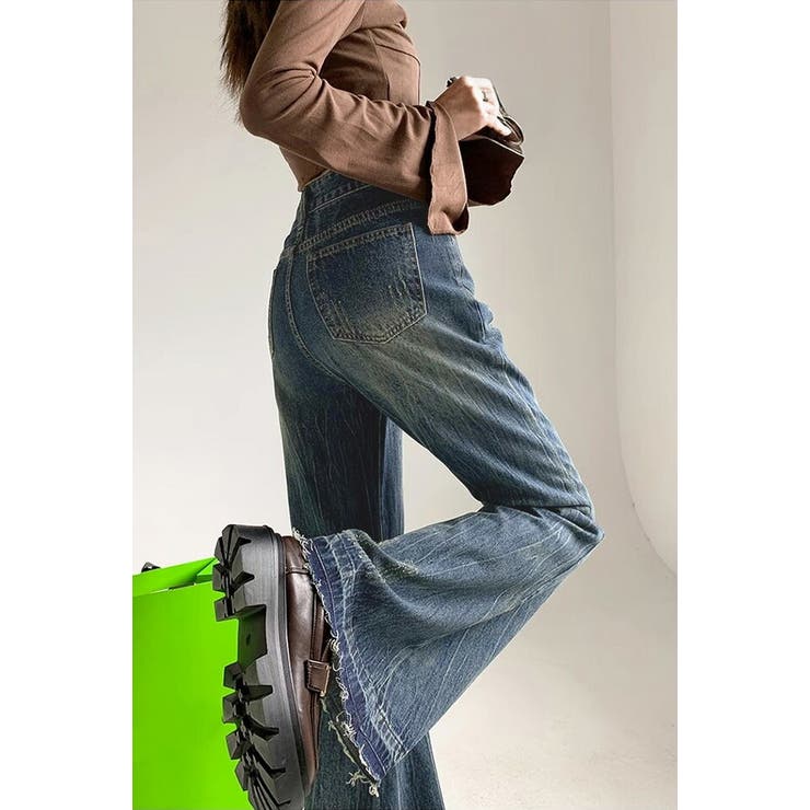 デニム フレアパンツ カットオフパンツ[品番：TY000008750