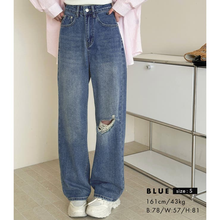 「初心者も穿きやすいダメージ」デニム パンツ ストレート | teddyshop | 詳細画像7 