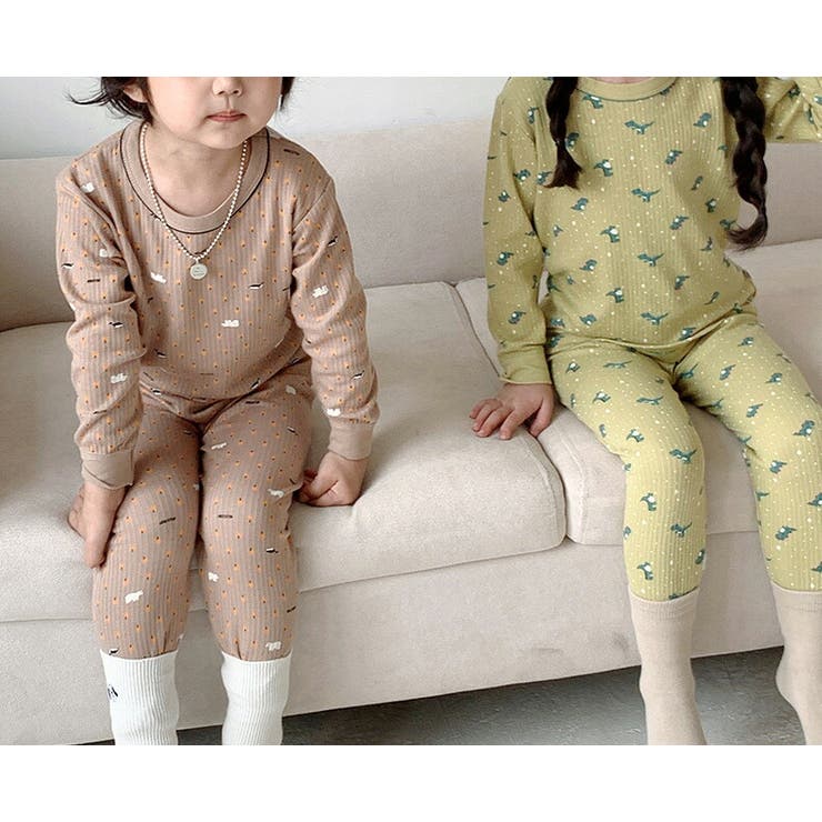キッズルームウェアパジャマ男の子女の子総柄長袖薄手上下セットトップスパンツ2点セット部屋着寝巻き子供用花柄恐竜トナカイシロクマおしゃれかわいい通気性カジュアルシンプル110120130140150160ウエストゴムお泊り会春秋