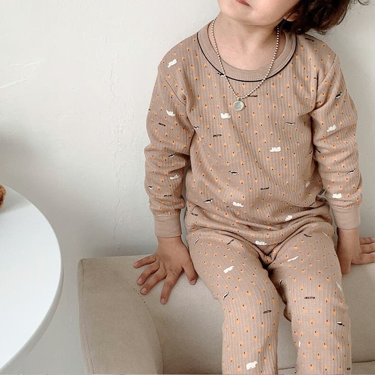 キッズルームウェアパジャマ男の子女の子総柄長袖薄手上下セットトップスパンツ2点セット部屋着寝巻き子供用花柄恐竜トナカイシロクマおしゃれかわいい通気性カジュアルシンプル110120130140150160ウエストゴムお泊り会春秋