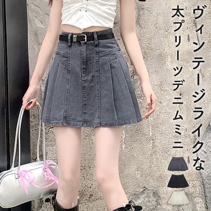 デニム ミニスカート プリーツ | teddyshop | 詳細画像1 