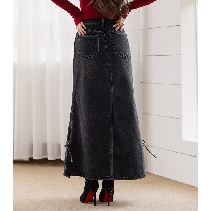 「カットアウト風なスリット」デニム スカート ロング | teddyshop | 詳細画像11 