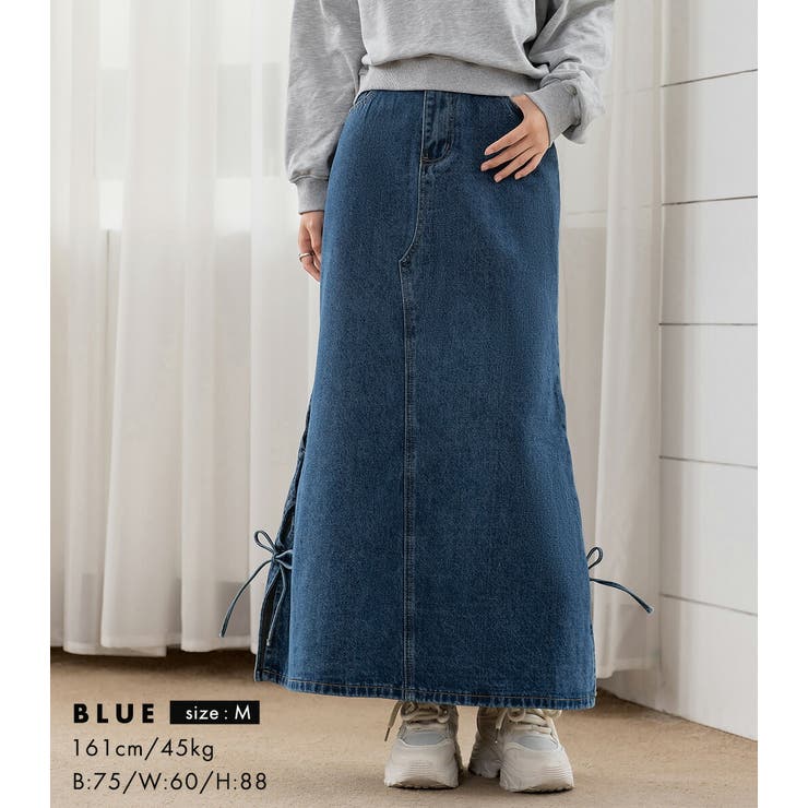 「カットアウト風なスリット」デニム スカート ロング | teddyshop | 詳細画像16 