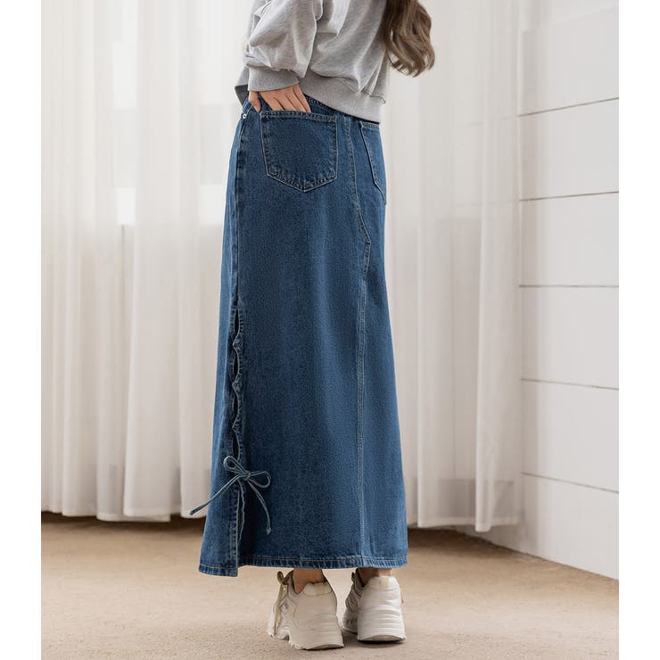 「カットアウト風なスリット」デニム スカート ロング | teddyshop | 詳細画像20 