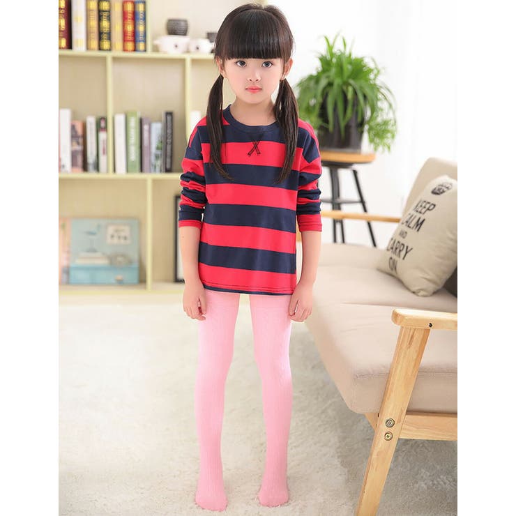 キッズケーブルタイツ女の子95cm~135cm子ども用ジュニアスパッツレギンスインナー靴下ルームウェア部屋着快適無地お洒落可愛いシンプルガーリーフェミニン防寒暖かい伸縮性ありウエストゴムアウトドア幼稚園小学校女児通園通学秋冬黒白