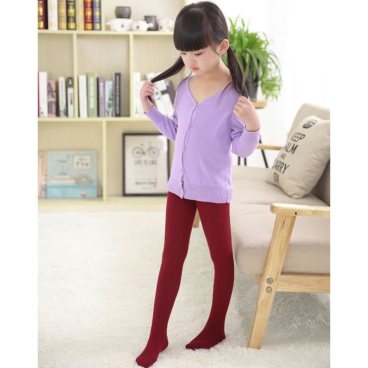 キッズケーブルタイツ女の子95cm~135cm子ども用ジュニアスパッツレギンスインナー靴下ルームウェア部屋着快適無地お洒落可愛いシンプルガーリーフェミニン防寒暖かい伸縮性ありウエストゴムアウトドア幼稚園小学校女児通園通学秋冬黒白
