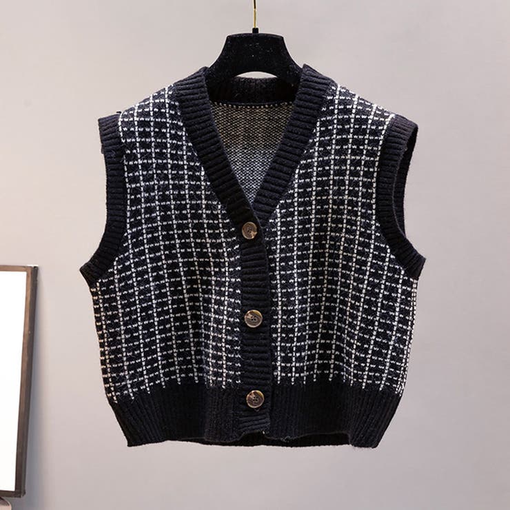 ベスト ショート丈 ニットベスト[品番：TY000006655]｜teddyshop