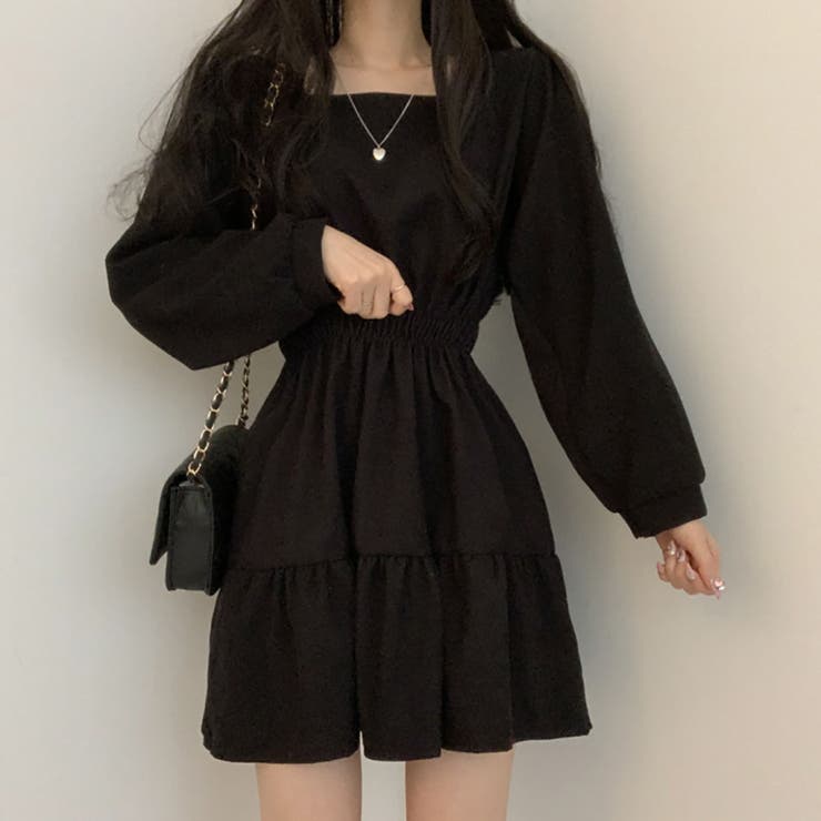 【クーポン利用で2,580円！】ワンピースレディーストップス半袖ロング丈マキシ丈春夏可愛いお洒落黒薄手小花柄ペンタゴンネックパフスリーブウエストリボン着回しカジュアルガーリーフェミニンレトロお出掛けデート