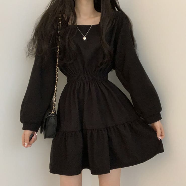 【クーポン利用で2,580円！】ワンピースレディーストップス半袖ロング丈マキシ丈春夏可愛いお洒落黒薄手小花柄ペンタゴンネックパフスリーブウエストリボン着回しカジュアルガーリーフェミニンレトロお出掛けデート