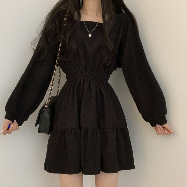 【クーポン利用で2,580円！】ワンピースレディーストップス半袖ロング丈マキシ丈春夏可愛いお洒落黒薄手小花柄ペンタゴンネックパフスリーブウエストリボン着回しカジュアルガーリーフェミニンレトロお出掛けデート