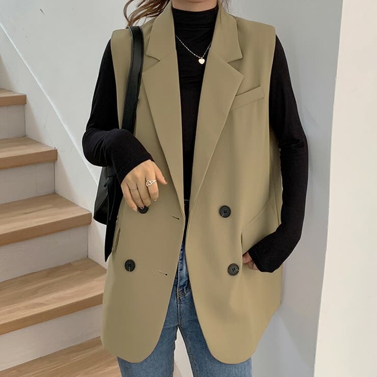 テーラードベスト オーバーサイズ ジレ[品番：TY000007259]｜teddyshop