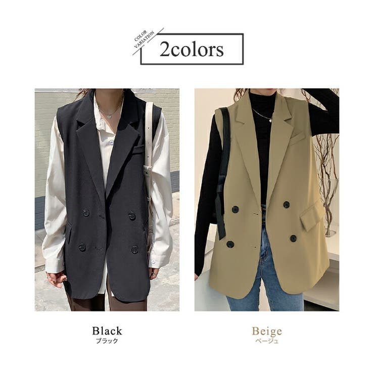 テーラードベスト オーバーサイズ ジレ[品番：TY000007259]｜teddyshop