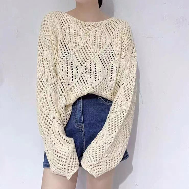 透かし編み ニット セーター[品番：TY000007374]｜teddyshop
