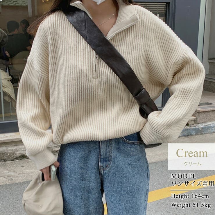ニット セーター ハーフジップ[品番：TY000007355]｜teddyshop