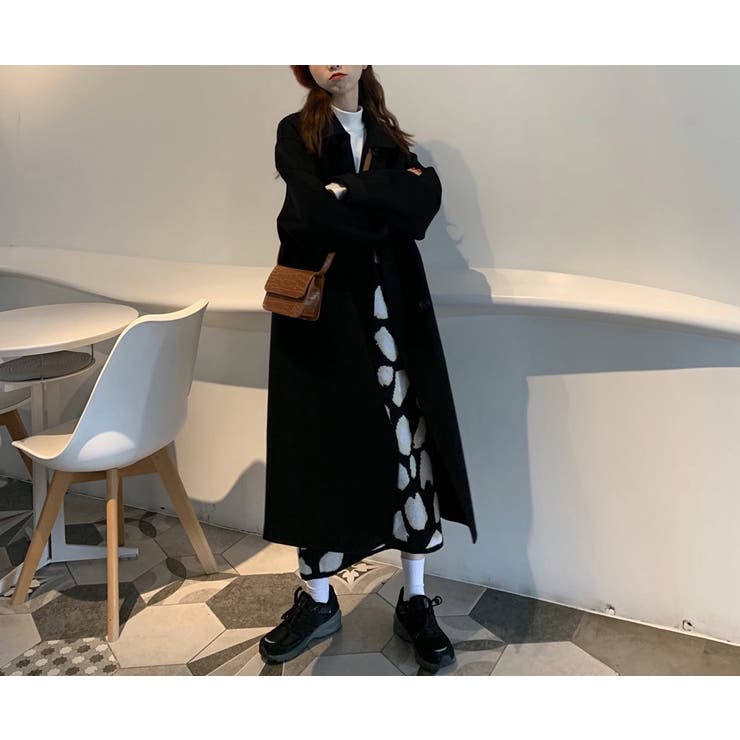 【クーポンの利用で半額以下】チェスターコートレディース秋冬アウターロングかわいい黒白シンプルゆったり厚手防寒羽織メルトン風ダブルボタン前開きフロントボタンポケットドロップショルダー裏地付きカジュアルフォーマル普段着着回し通勤通学