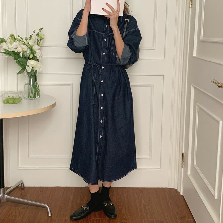 デニム ワンピース ロング[品番：TY000007611]｜teddyshop