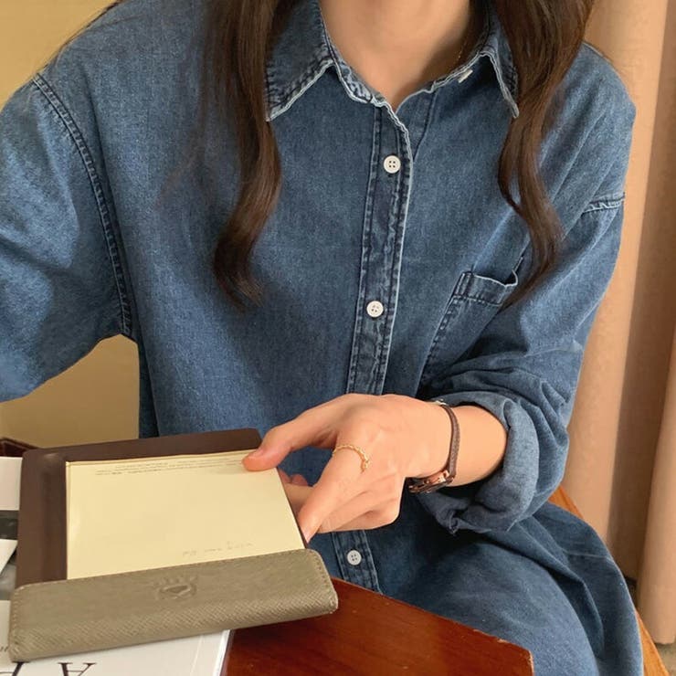 【クーポンの利用で半額以下】デニムワンピース長袖レディース春秋ゆったりシャツワンピース薄手無地羽織前開きフロントボタンポケットドロップショルダー袖口ボタンバック切り替えセンターボックスプリーツラウンドヘム襟短めナローショートカラー