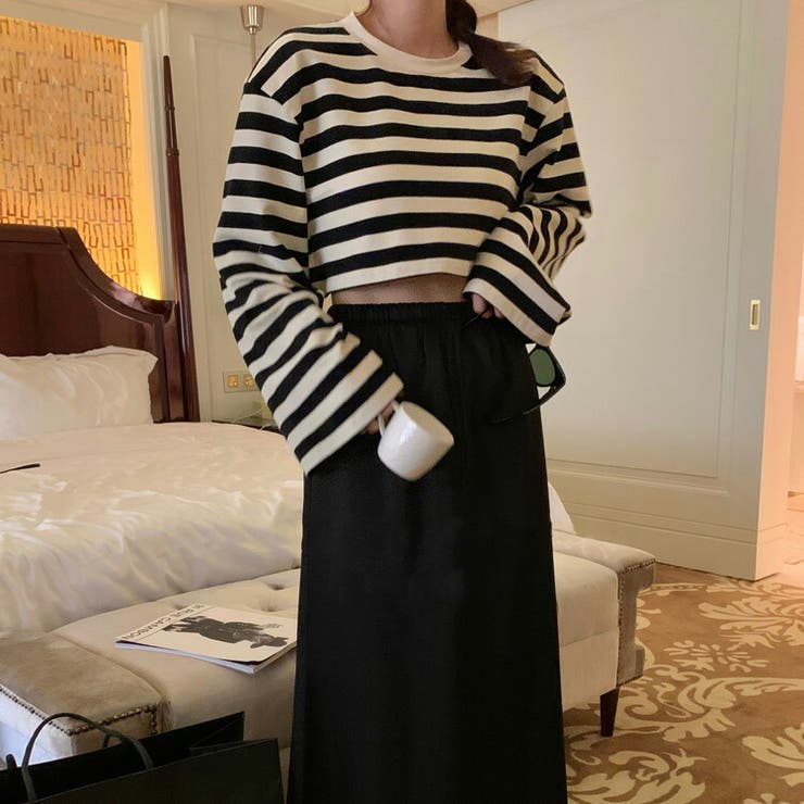 クロップド丈 トップス ボーダー | teddyshop | 詳細画像4 