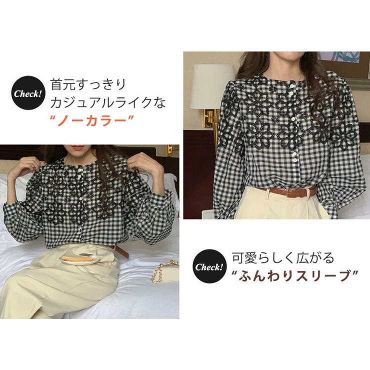 ブラウス 花柄 ギンガムチェック | teddyshop | 詳細画像14 
