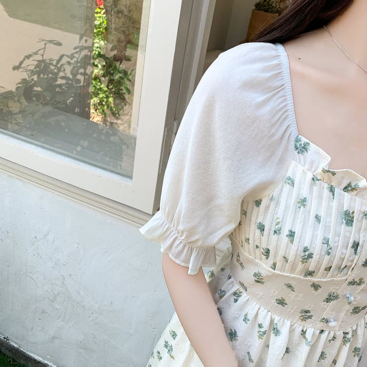 Flower Collection】2WAYショルダーフラワー刺繍ワンピース
