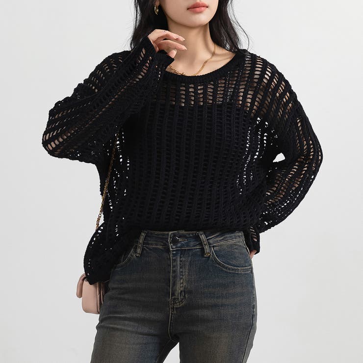 メッシュ ニット トップス[品番：TY000008500]｜teddyshop