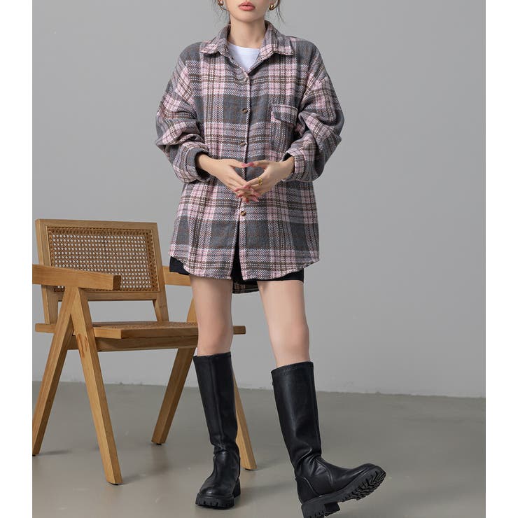 テディベア チェック柄シャツ付き チェックシャツ タータンチェック レディース[品番：TY000008723