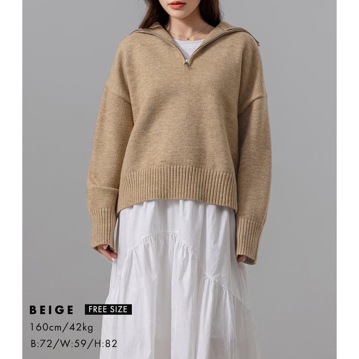 ハーフジップ ニット セーター[品番：TY000008768]｜teddyshop