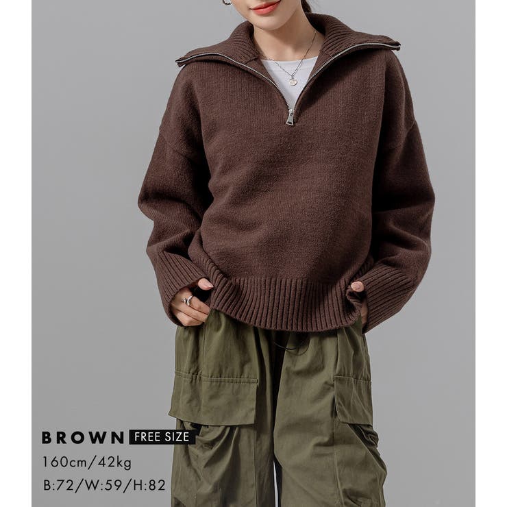 HALF-ZIP BICOLOR KNIT / ハーフジップバイカラーニット（ニット